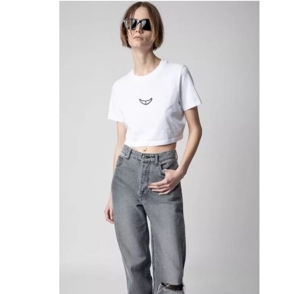 Zadig & Voltaire Carly Wings Crop Tee Shirt. - Picture 1 of 8